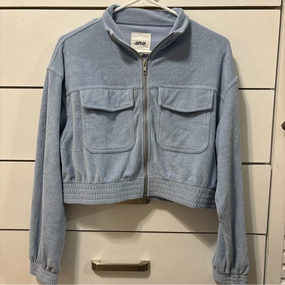 Aerie Groove On Velour Sweatshirt Blue - Picture 2 of 7